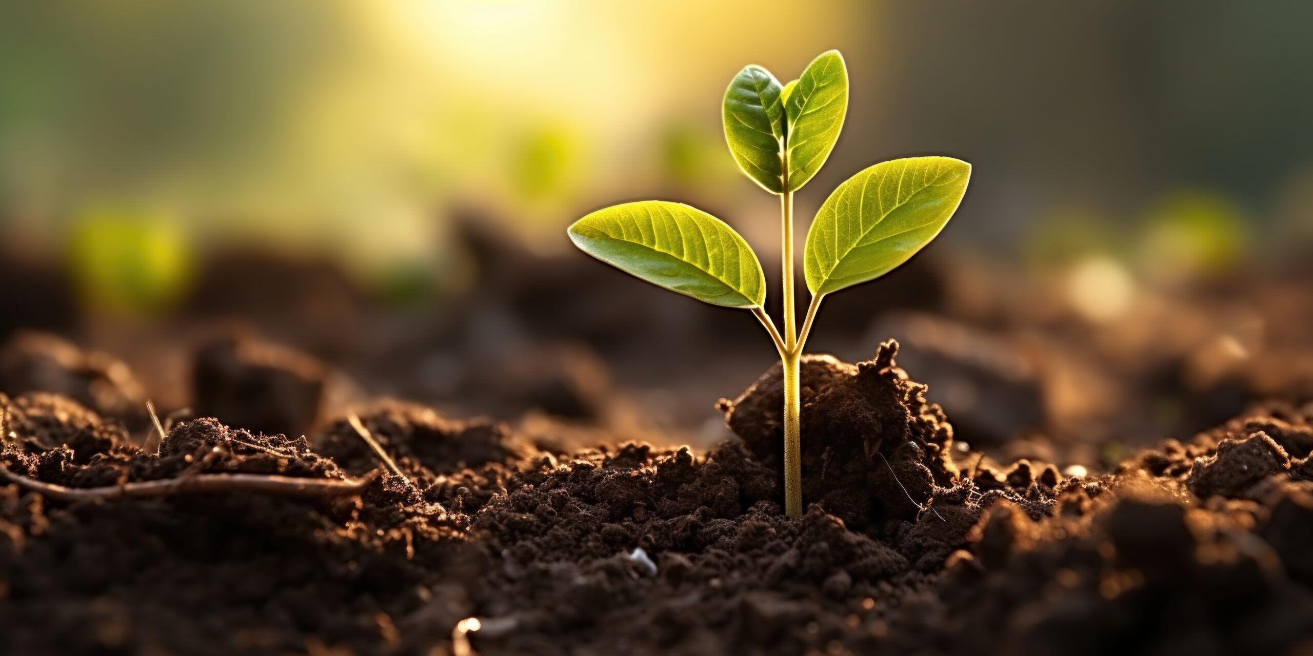 A small plant sprouting out of the ground.